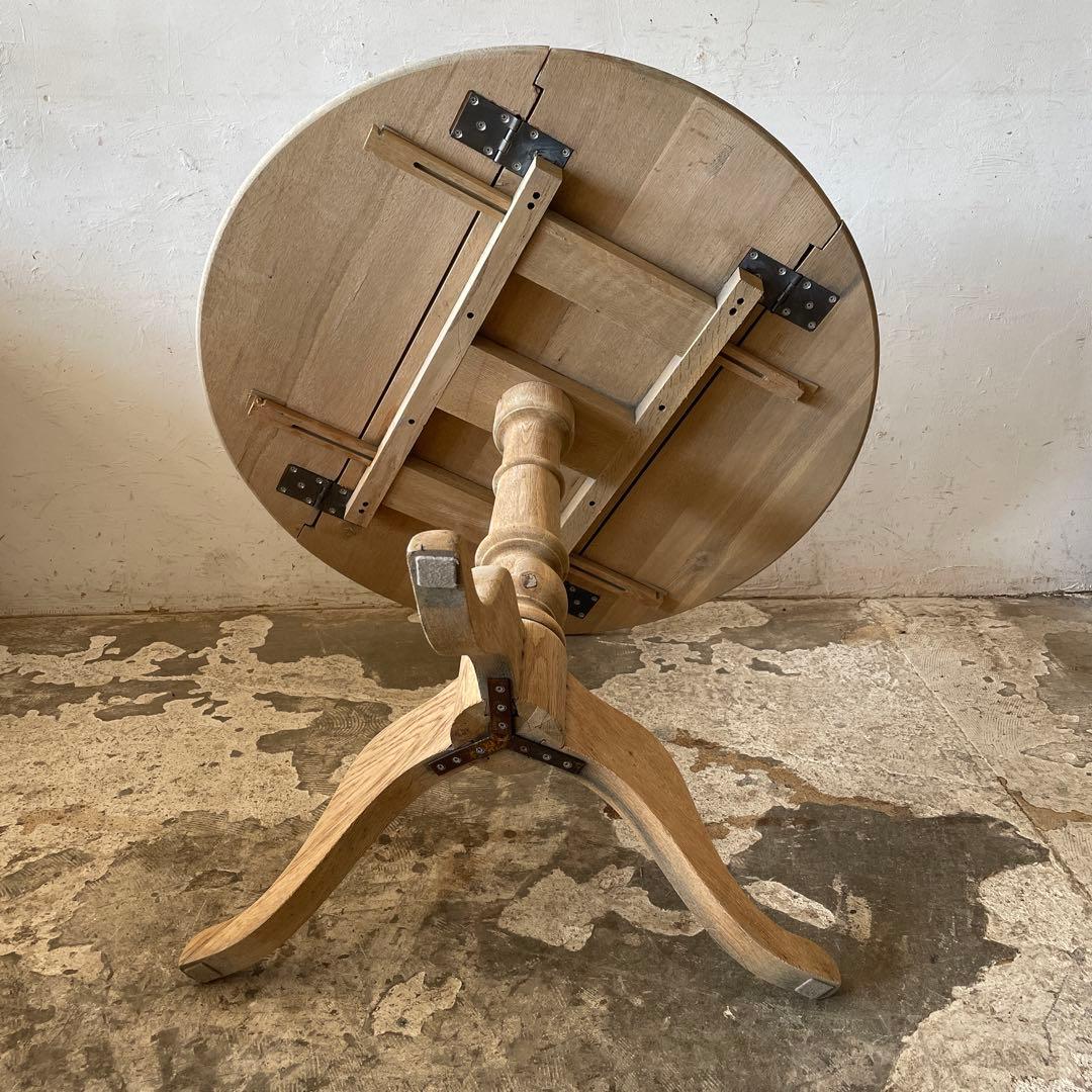 ビンテージ ドロップリーフラウンドダイニングテーブル 剥離 - メルカリ