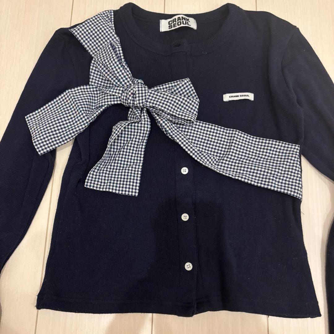 CRANK リボンニットカーディガン パンツ セットアップネイビー - メルカリ