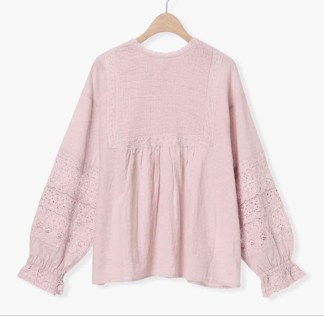 kazumi×Samansa Mos2】袖レース前後着ブラウス ピンク - メルカリ