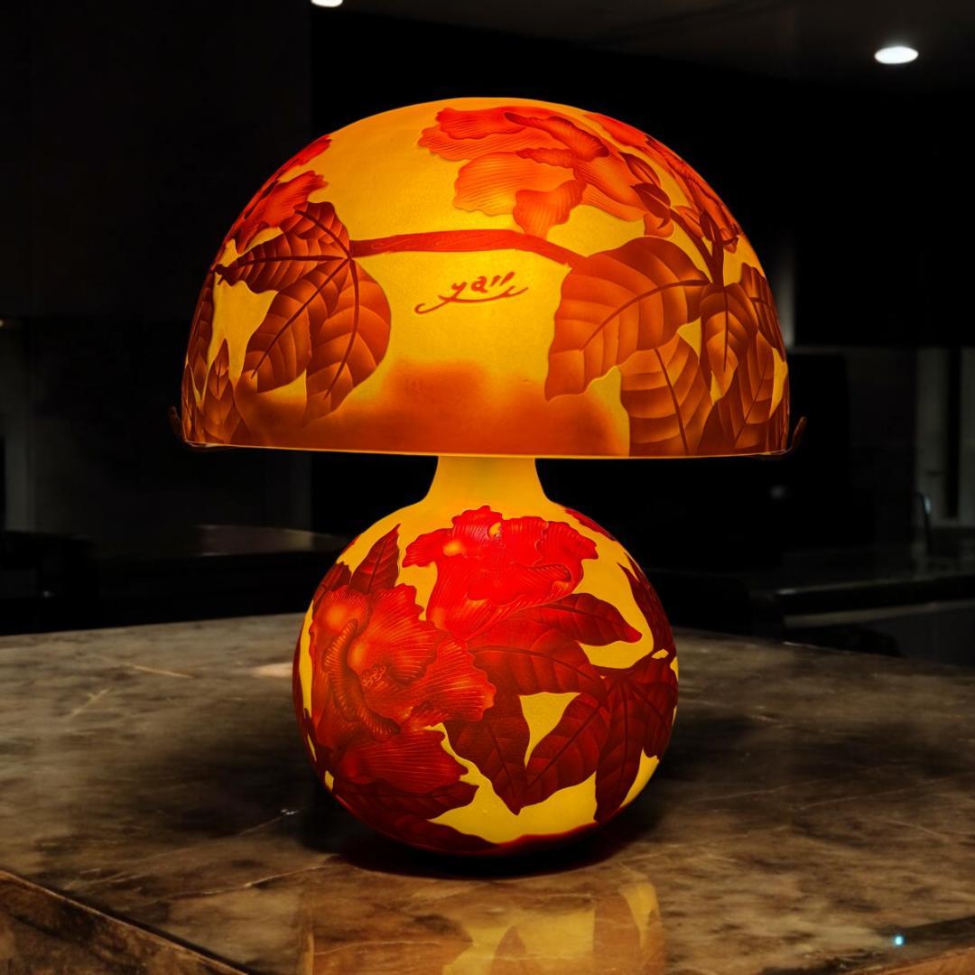 高さ35㎝【希少】【特大】エミールガレ風　レプリカ　ランプ　卓上照明 1030541-1.jpg