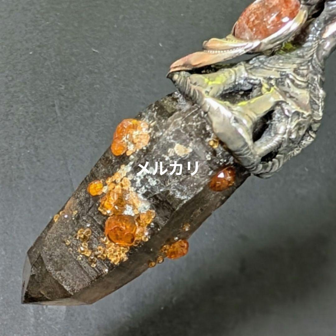 レア石使用！ スモーキークォーツ ウィズガーネット＆オレンジルチル