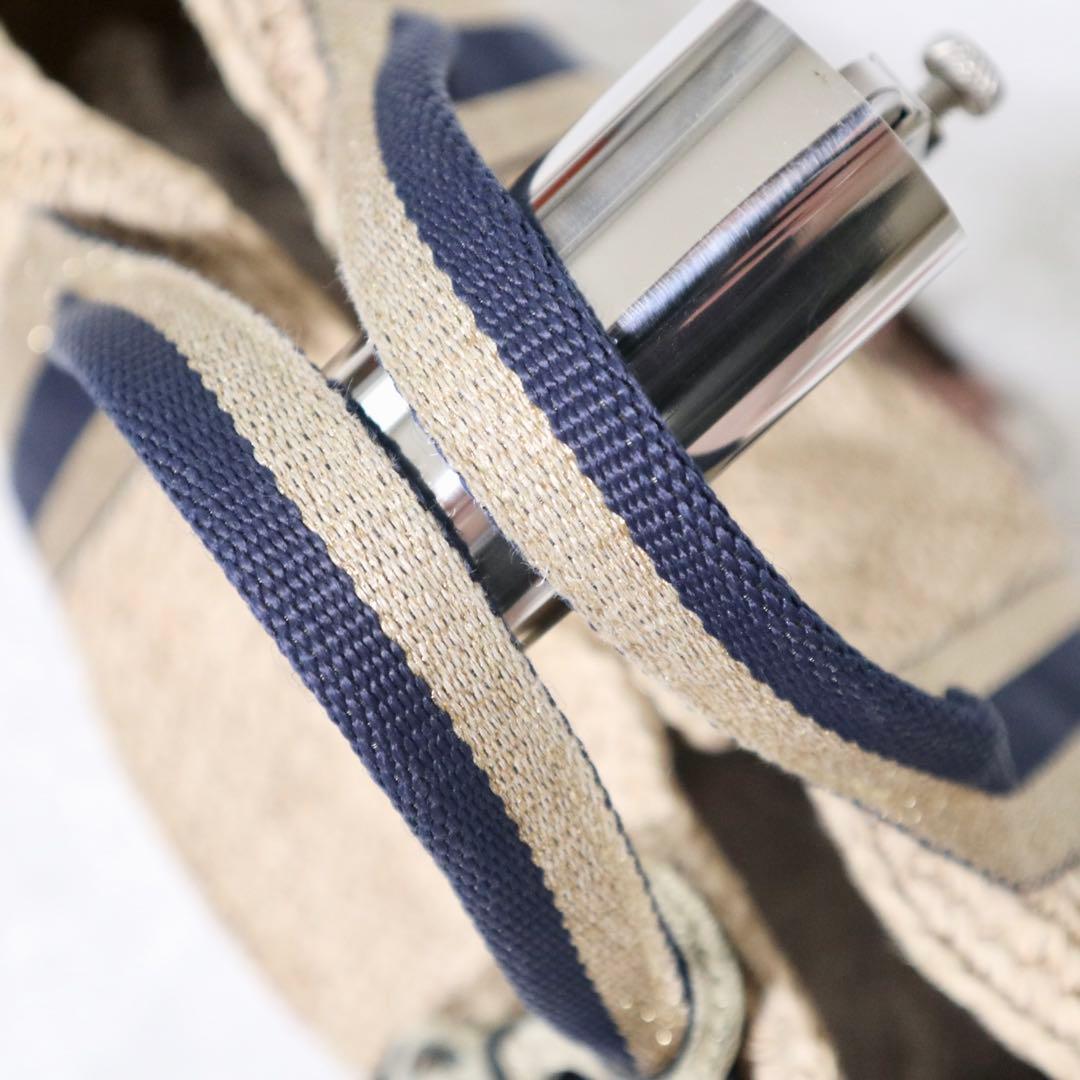 美品☆ヴィオラドーロ かごバッグ ラフィア タッセル ラメ ネイビー