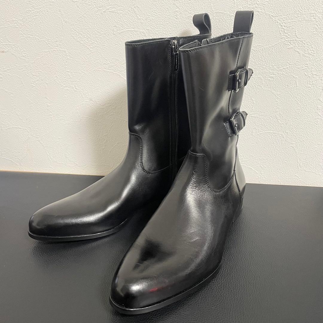 Ermenegildo Zegna (ゼニア)レザーブーツ 25.5cm 黒色