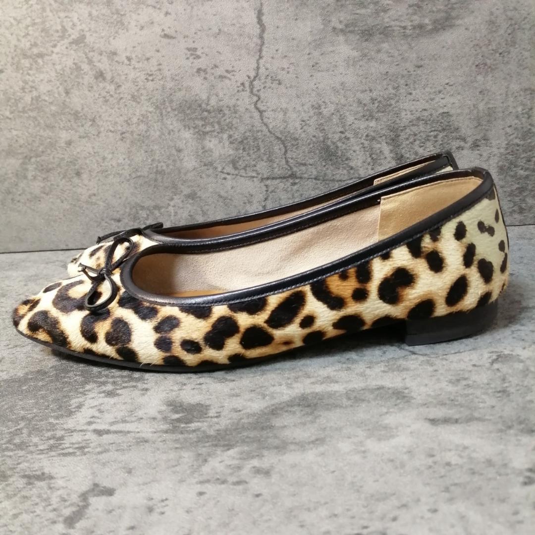 ダイアナ】（23）バレエシューズ レオパード柄 ハラコ リボン フラット
