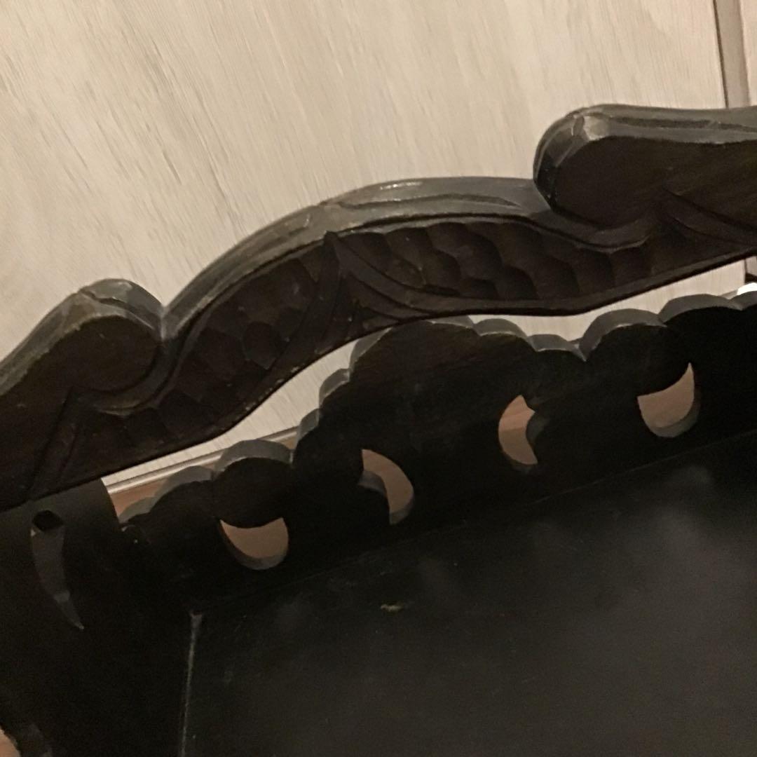 美品☆アイヌ工芸 木彫り 彫刻 アイヌ紋様 収納ボックス トレイ