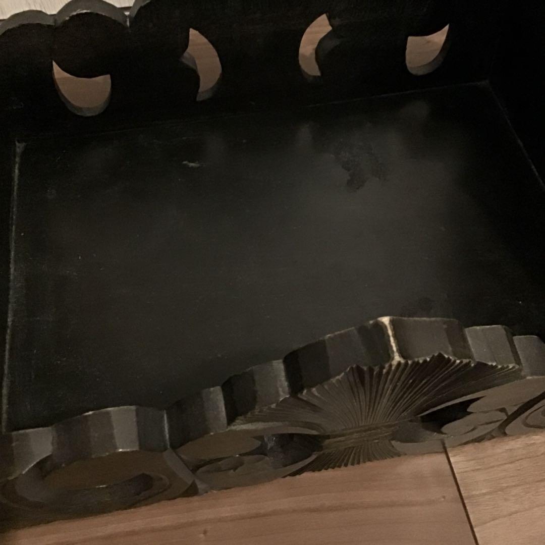 美品☆アイヌ工芸 木彫り 彫刻 アイヌ紋様 収納ボックス トレイ