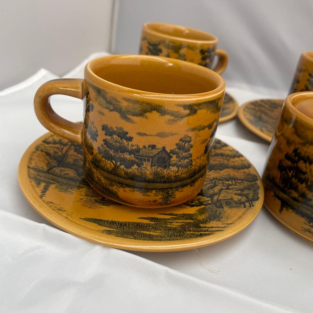 昭和レトロ 飴色 カップ&ソーサー 陶器 5セット - メルカリ