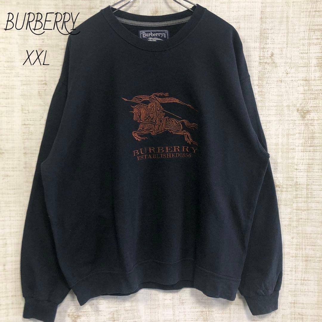 BURBERRY バーバリー 刺繍 スウェット トレーナー 黒 XL XXL - メルカリ
