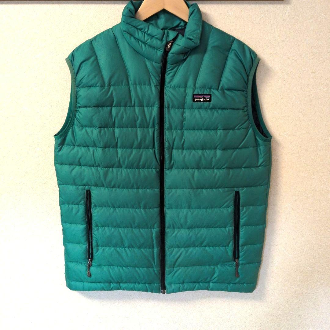 patagonia ダウンベスト グリーン - メルカリ