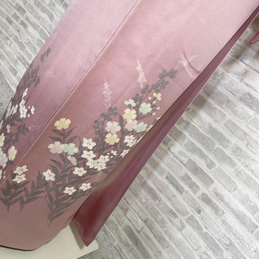 訪問着 フルセット 桔梗 小花 可愛らしい花 春爛漫 手刺繍 着物 Q5