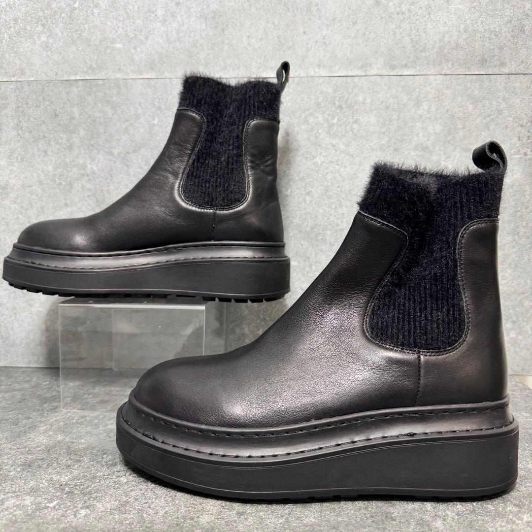 LANVIN on Blue サイドゴア ブーツ ニット ボア S 22.0cm