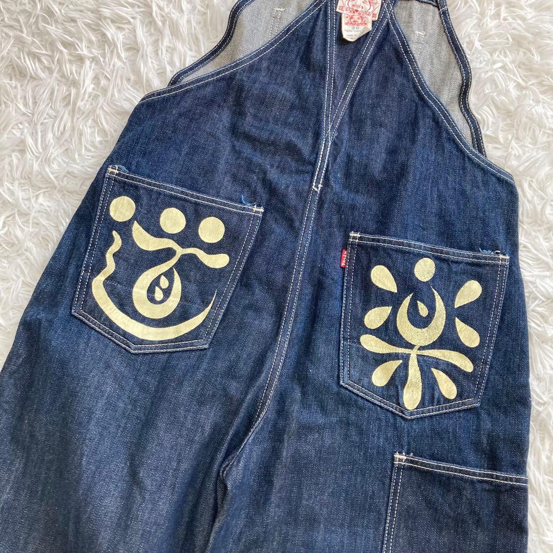 美品】EVIS デニム オーバーオール 道楽 カモメペイント 30 メンズ 青