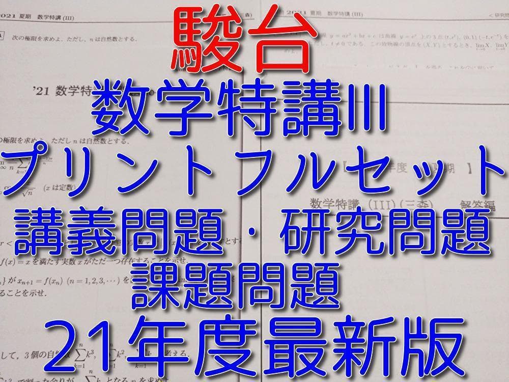 23年版対応　三森司先生による数学特講Ⅲ問題解説・研究問題・演習課題・板書　駿台 駿台 22年度通期 三森司先生 高3エクストラ数学 プリントフルセット