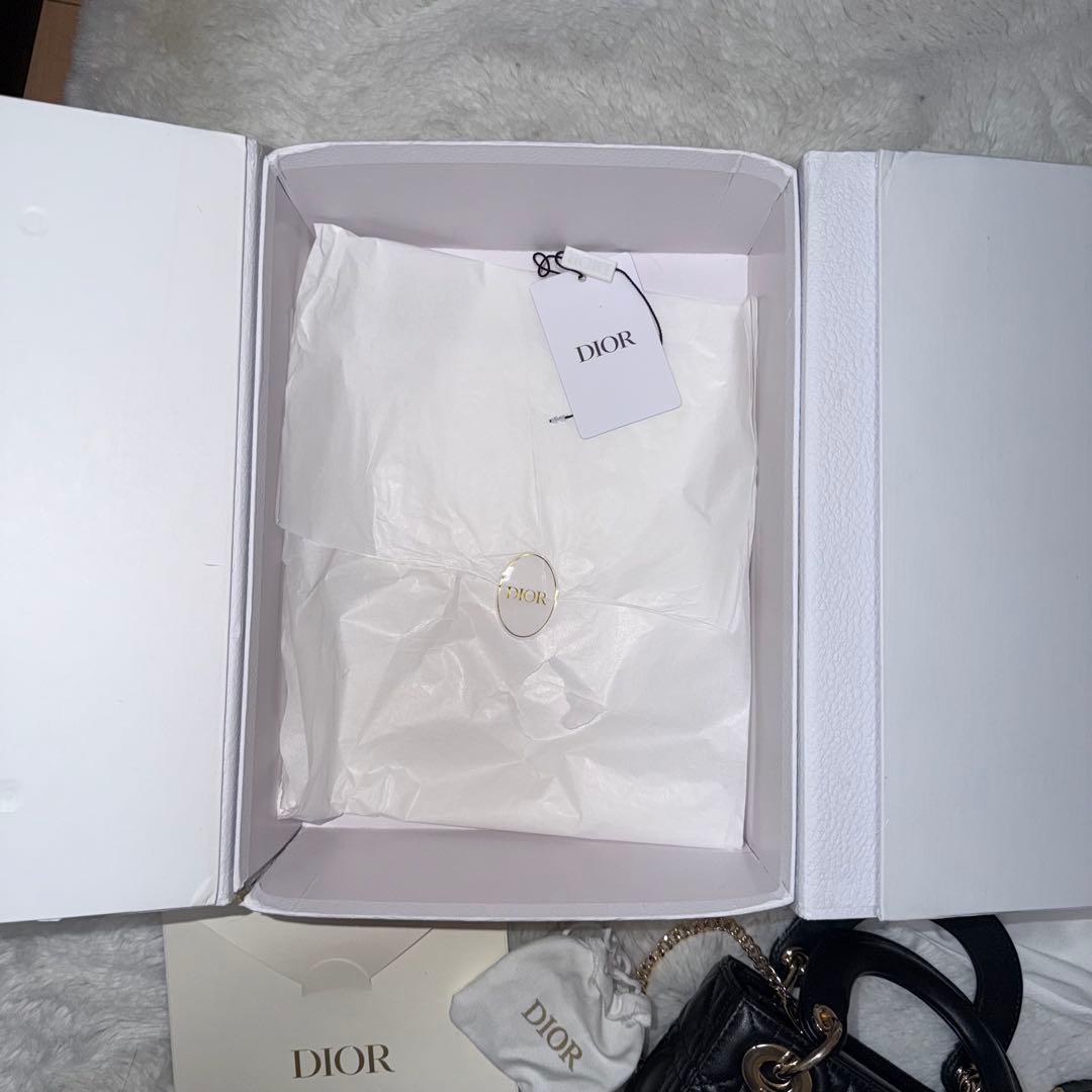 美品Dior レディディオール ミニ ブラック×ゴールド 箱・巾着