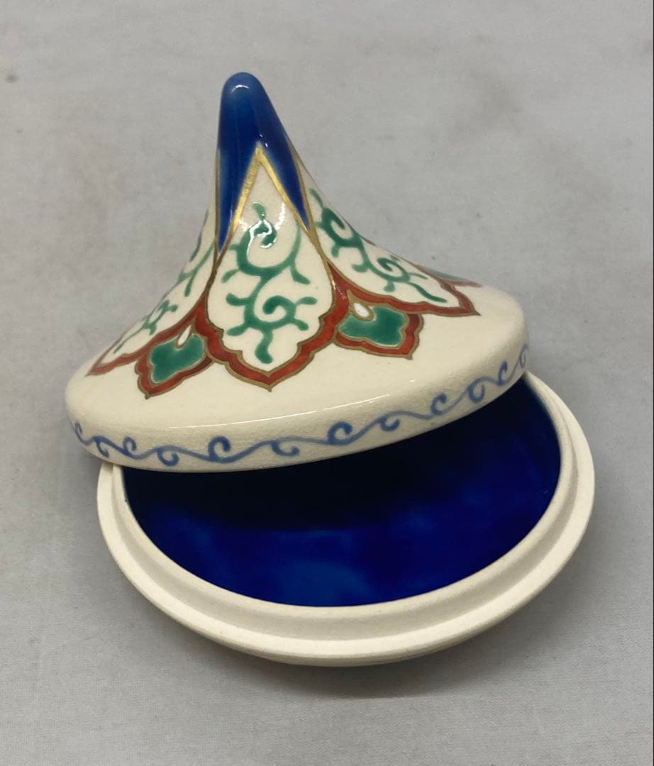 B568b「花笠 香合」南口閑粋作 共布共箱 杣山焼 香道具 茶道具 滋賀