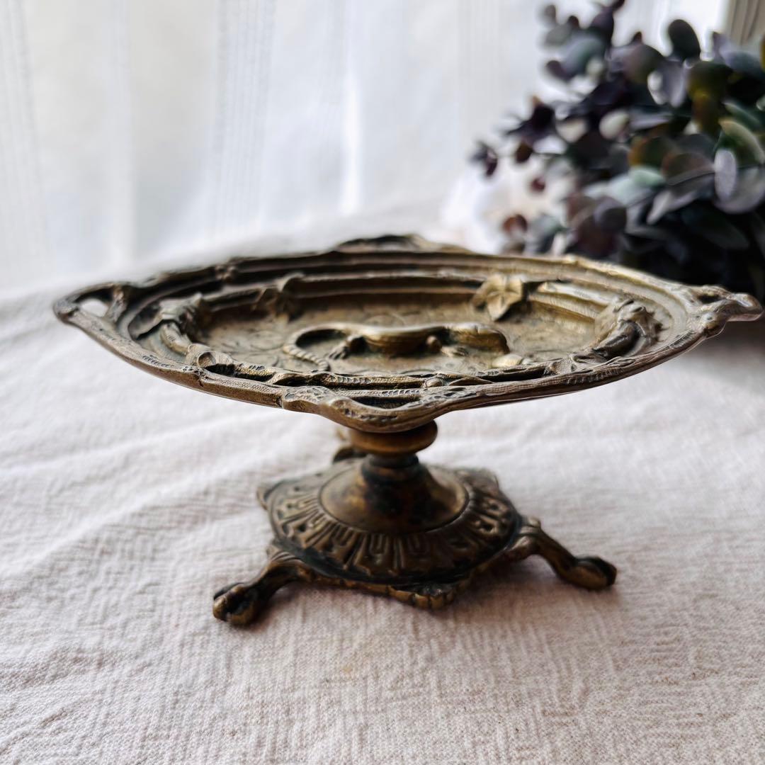 【フランス アンティーク】トカゲの真鍮トレイ アールヌーヴォー アールヌーボー 真鍮プレート フランスアンティーク