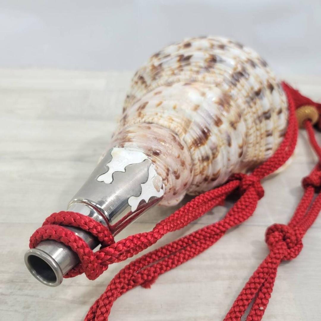 法螺貝 ホラ貝 約38cm 重量1276g(紐込) 山伏 修験道 魔除け 現状品