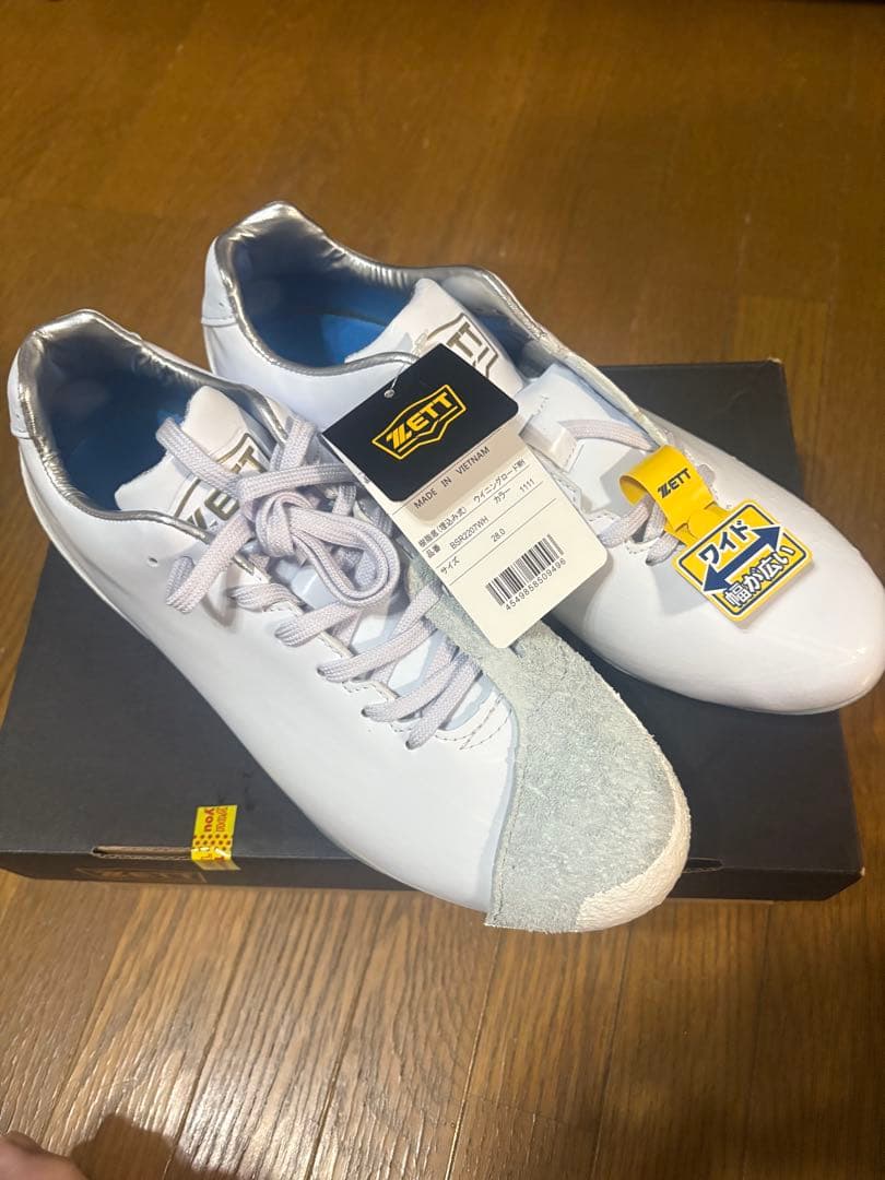 ZETT BSR2207WH28.0cm ホワイト/ホワイト ピーカバー付き ゼット 金具スパイク ウイニングロードWH ZETT 【野球・ソフト