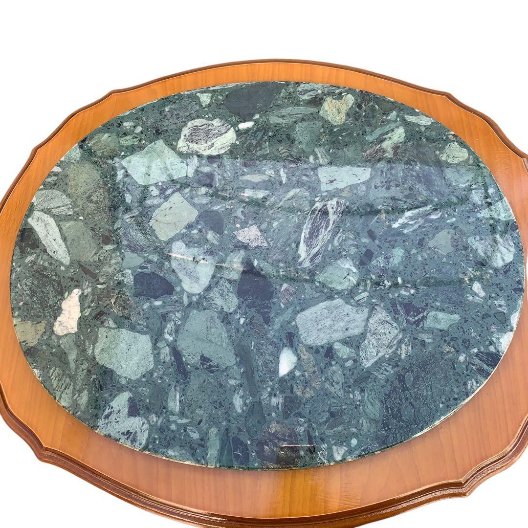 大理石トップ サイドテーブル 丸型 猫脚 アンティーク風 花台 電話台