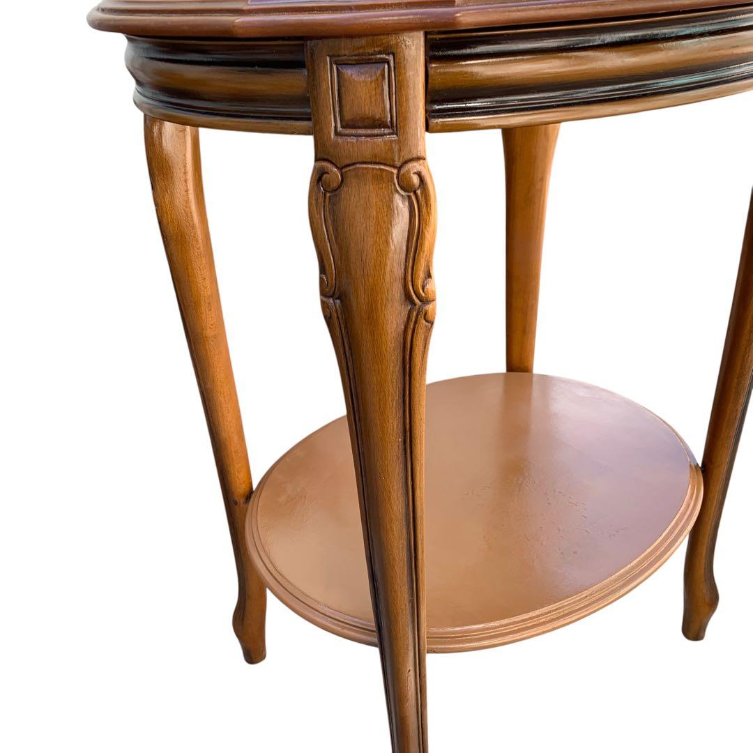 大理石トップ サイドテーブル 丸型 猫脚 アンティーク風 花台 電話台