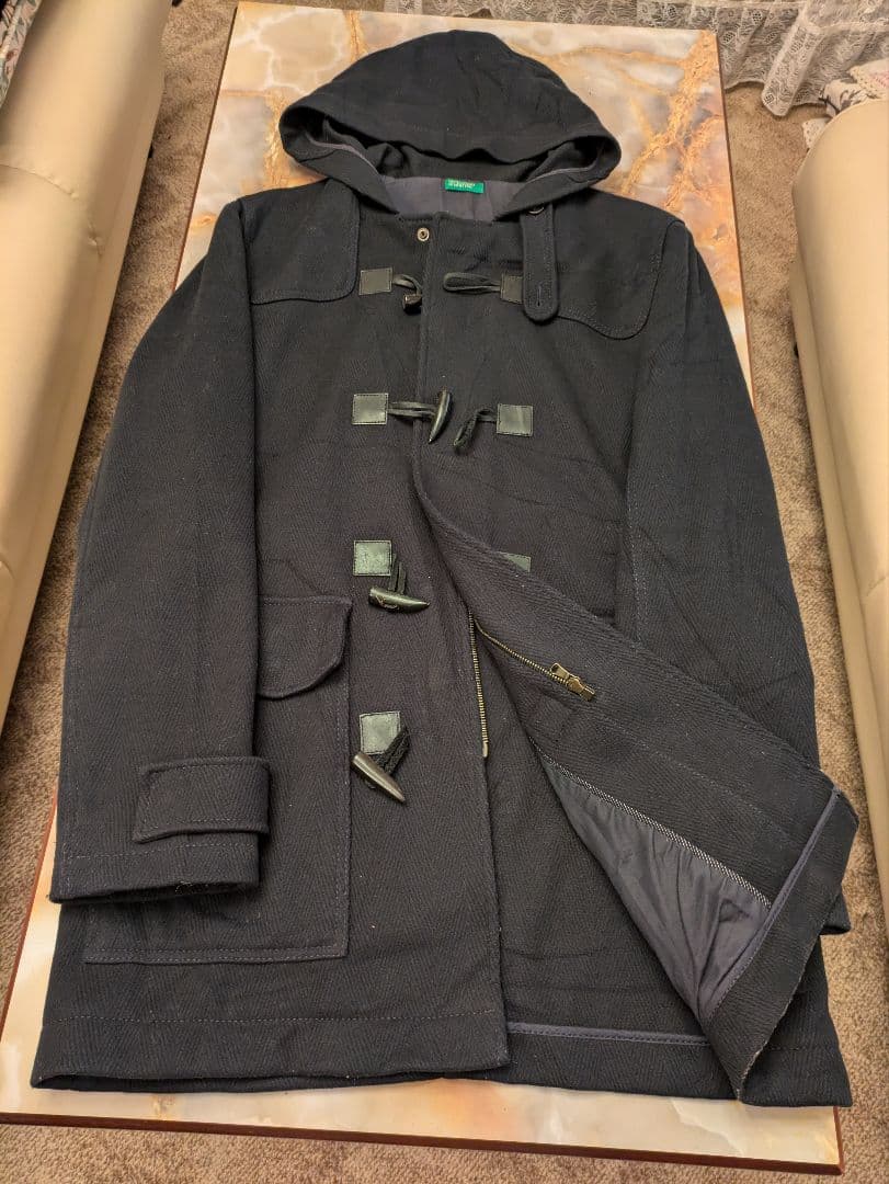BENETTON カシミア混ウールダッフルコート ミッドナイトブルー イタリア製