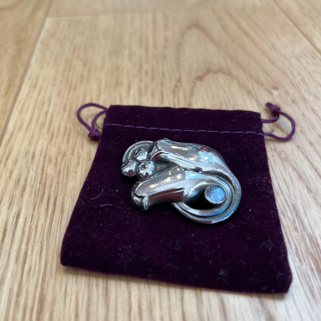 ジョージ ジェンセン silver ムーンストーン ブローチ #100B Georg Jensen（ジョージ ジェンセン） 【送料無料】ジョージジェンセン