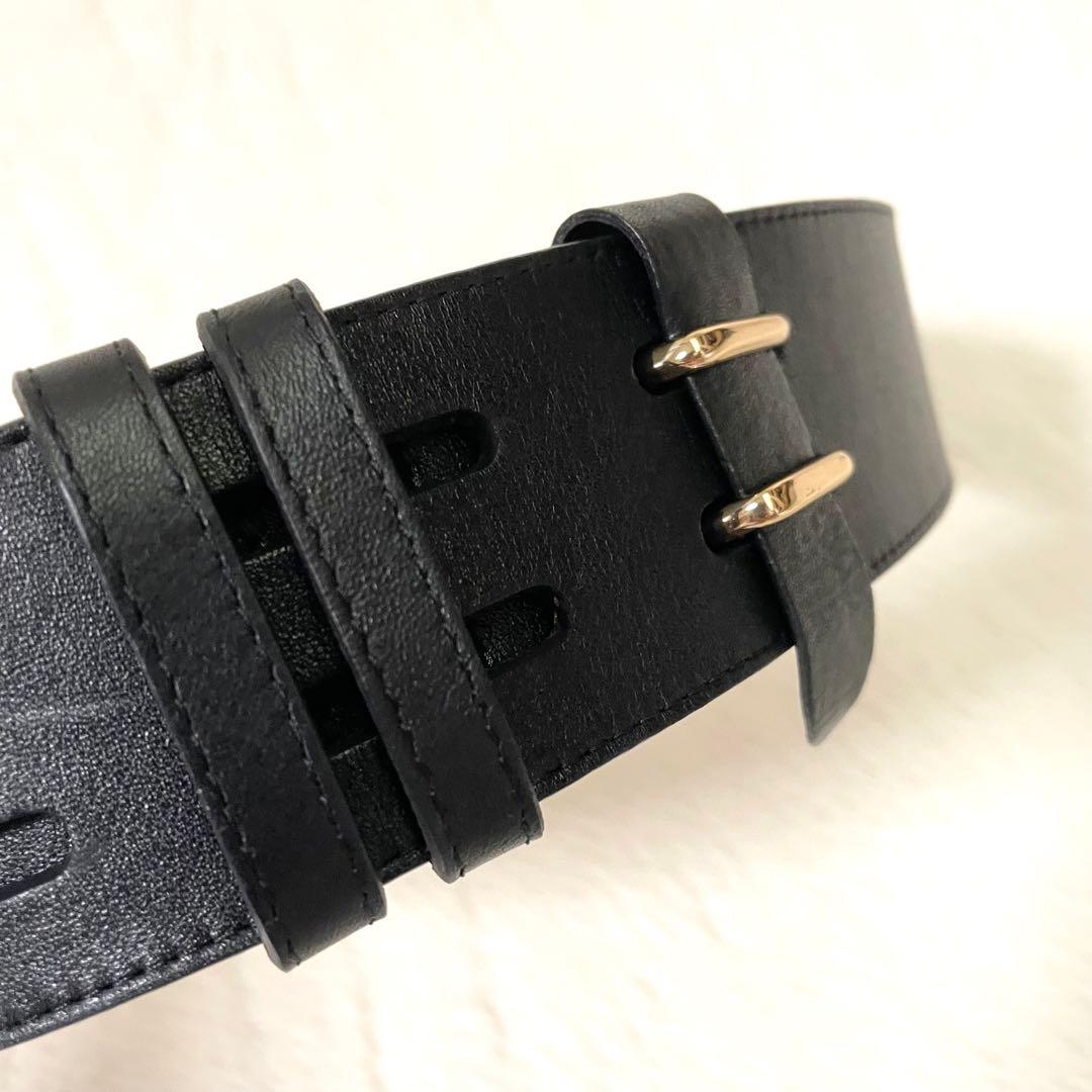 極美品《MAISON BOINET》太ベルト ブラック ゴールド金具 フランス製