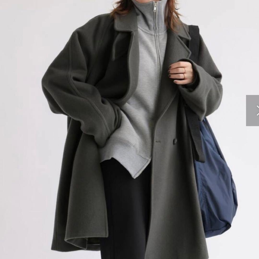 レリューム 尾州ウールモッサWブレストハーフコート グレー - メルカリ