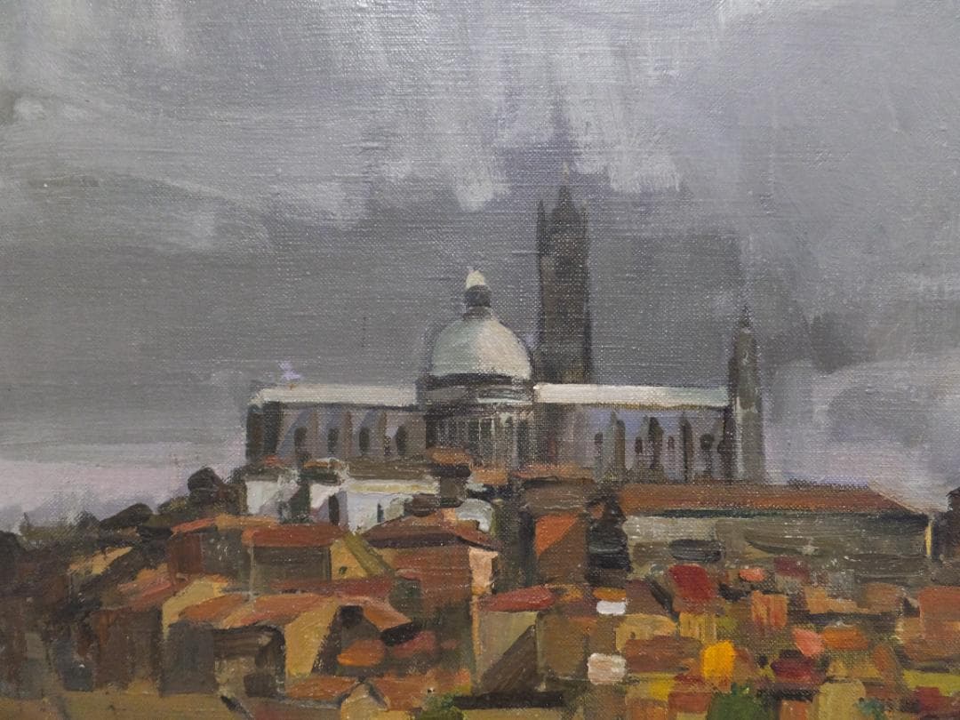 ☆油彩画☆平田鉄男 「スペインエステーリャ サン・ミゲル教会