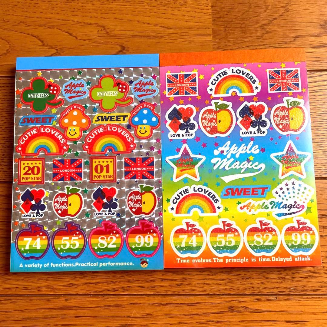 平成レトロ メモ りんご きのこ アメカジ ホログラム 虹 星 ラメ