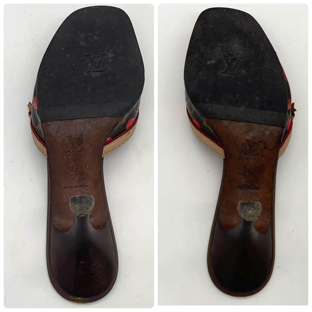 希少 ルイヴィトン モノグラム ミュール チェリー 37（23.5～24.0