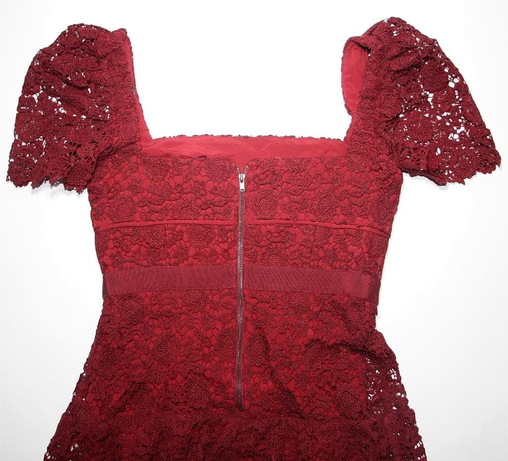 セルフポートレイト ワンピース ギピュール レース ボルドー UK8 未