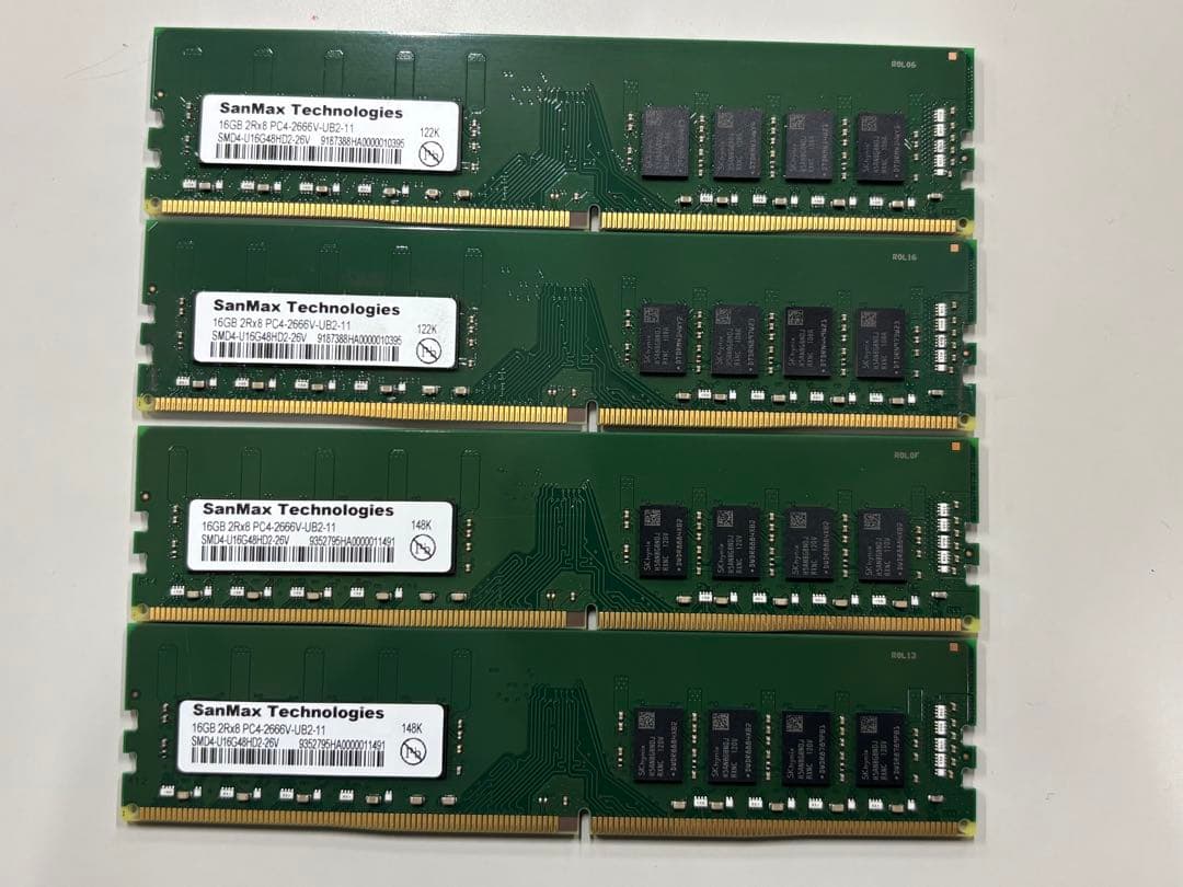 SanMax 16GB DDR4 PC4 2666V メモリ4個 計64GB Yahoo!オークション -「sanmax ddr4」(コンピュータ) の落札相場・落札価格