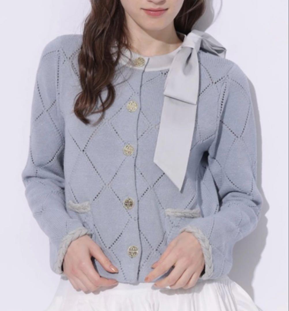 リランドチュール MARIEBELLEコラボ リボン ニット カーディガン