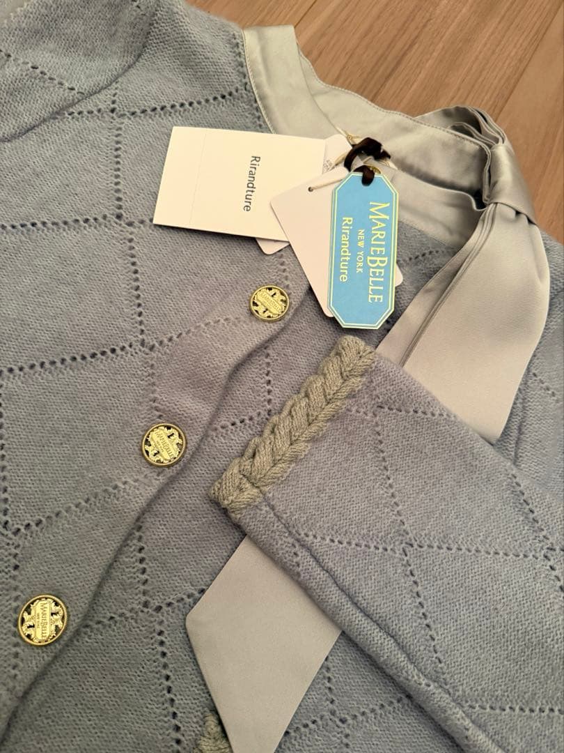 リランドチュール MARIEBELLEコラボ リボン ニット カーディガン