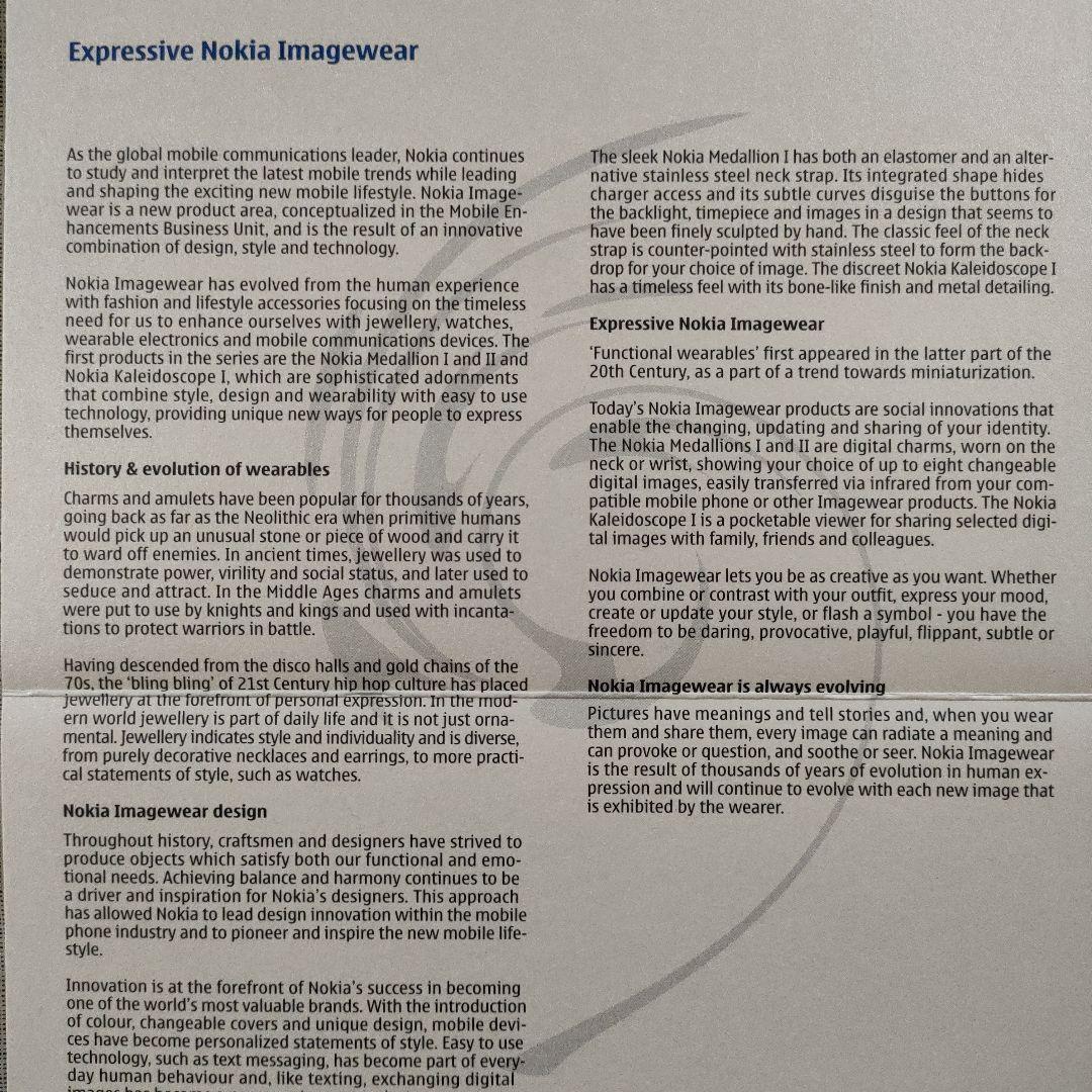 未使用 ノキア ウェアラブルアクセサリー『Nokia Medallion I』の通販