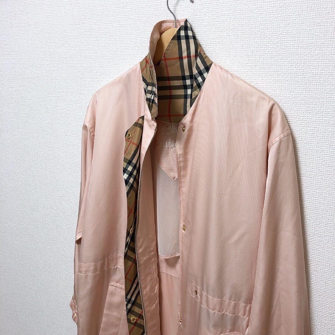 バーバリー ブルゾンコート 金ボタン ピンク ノバチェック - メルカリ