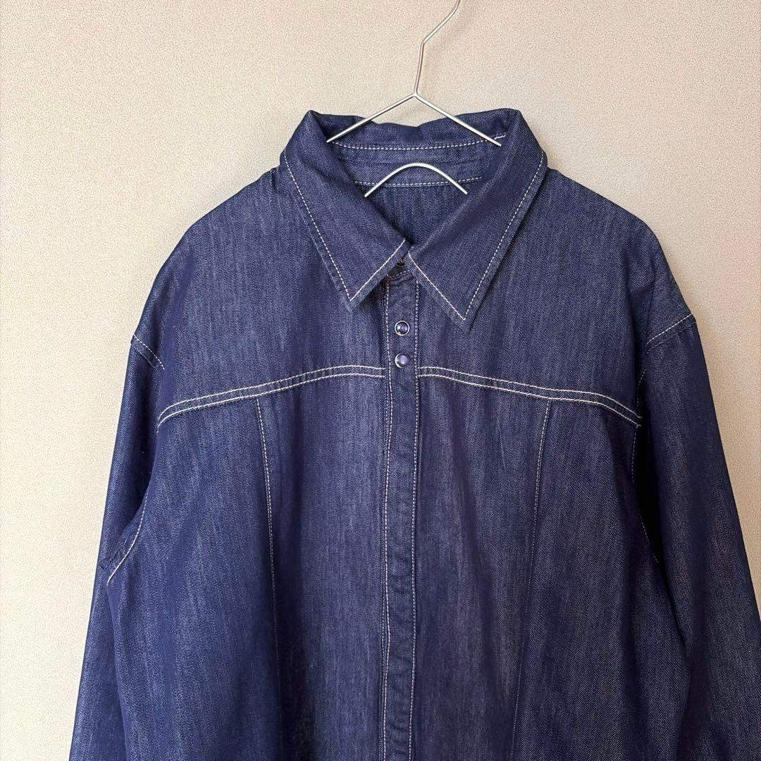 Q.anos ボウタイデニムシャツ インディゴブルー フリーサイズ - メルカリ