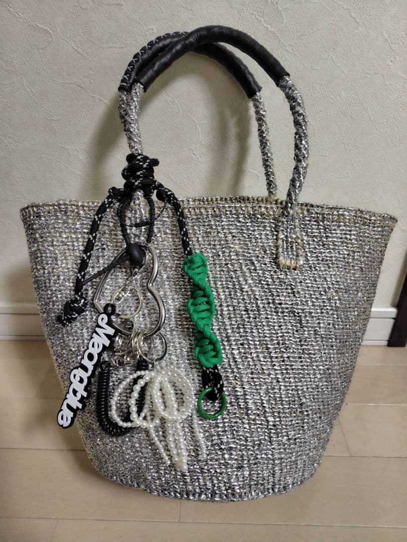 公式購入】meong blue メオンブルー サイザルバッグ シルバー ML