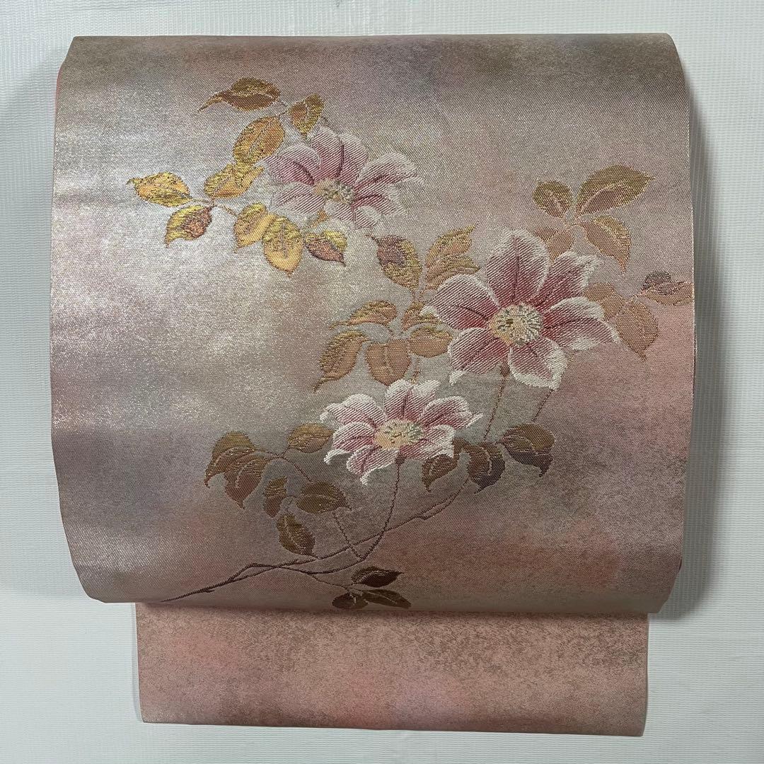 名古屋帯 金銀糸 刺繍 金彩 華文様 お太鼓柄 正絹 H561 - メルカリ