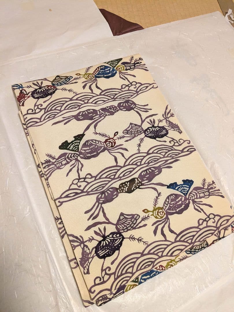 正絹 江戸紅型名古屋帯と大島紬着物、長襦袢、帯締め帯揚げセット