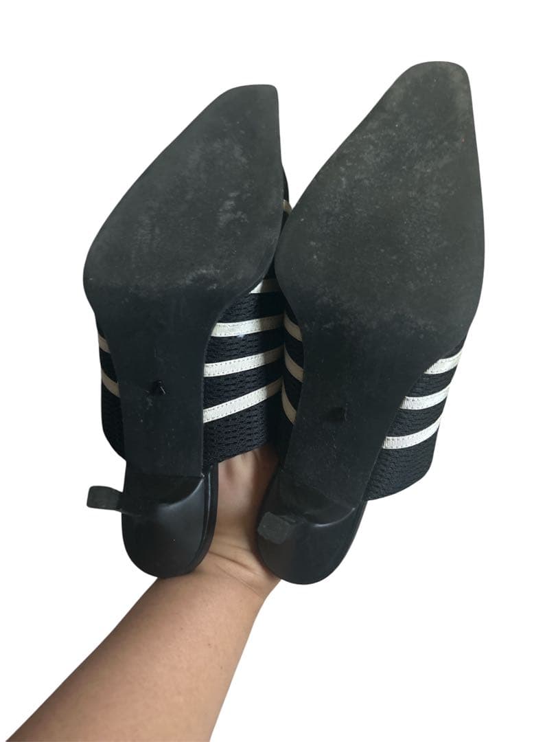 yellowブラック/ホワイト ストライプ ミュール