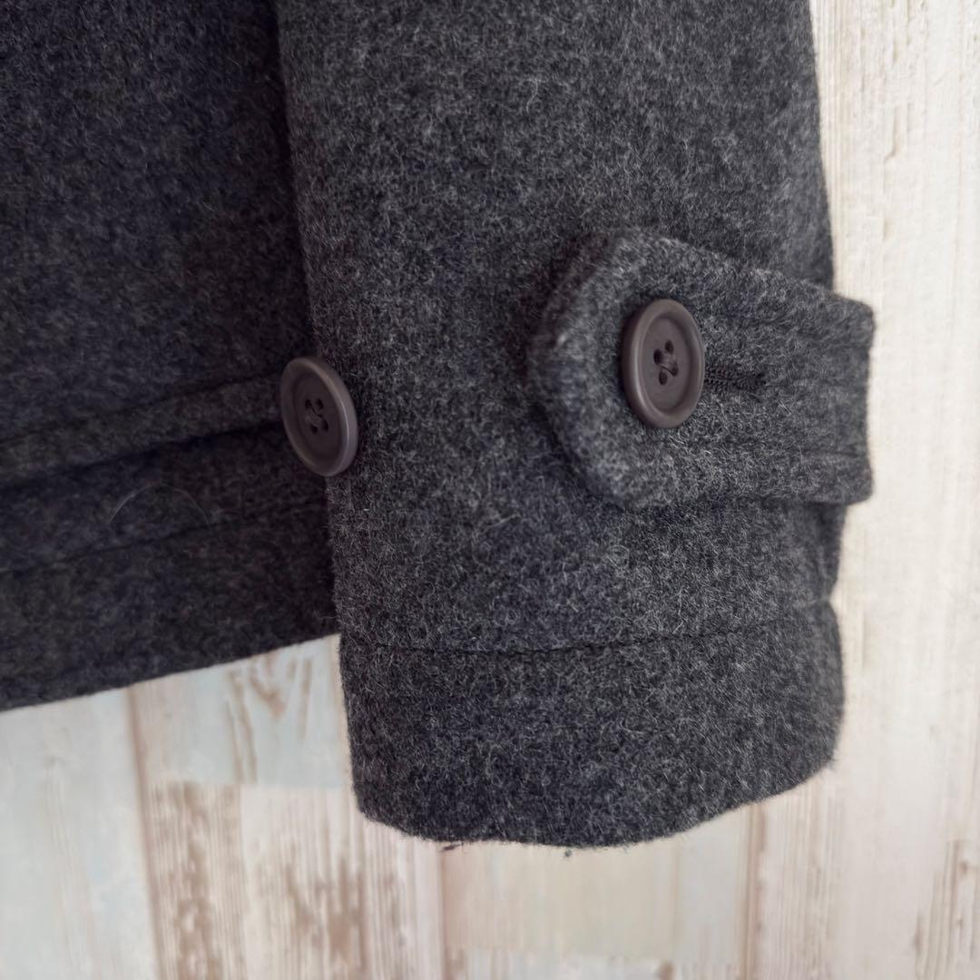 MHL. エムエイチエル ウール メルトン ラウンドカラー コート グレー 2