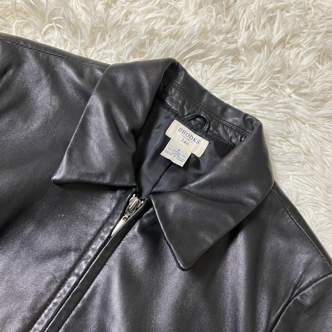 ブルックスブラザーズ BROOKS 346 ブラック 羊革 レザージャケット S
