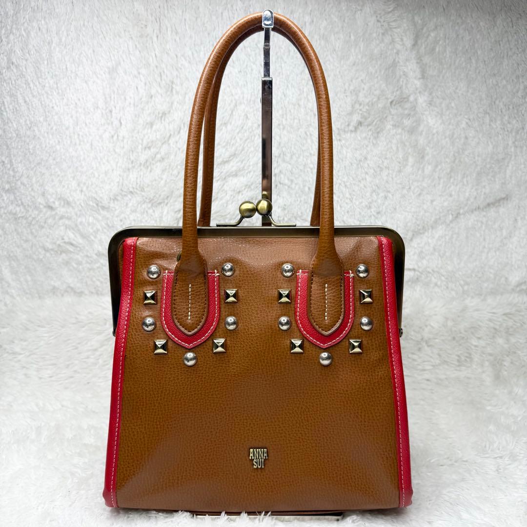 希少 未使用級 ANNA SUI 2way ショルダーバッグ スタッズ がま口