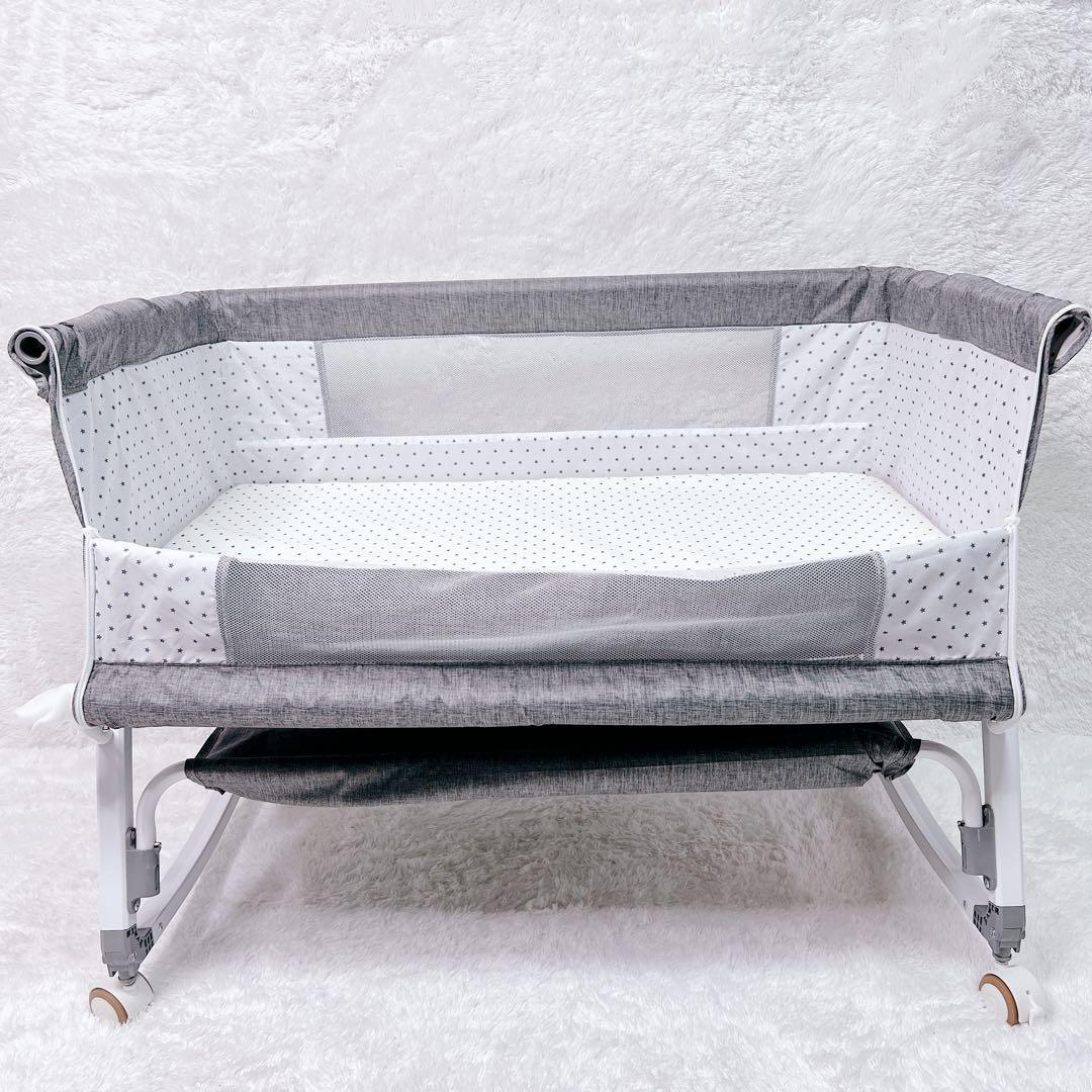 ベビーベッド 高さ調整可能 バウンサー 添い寝 折り畳み 蚊帳