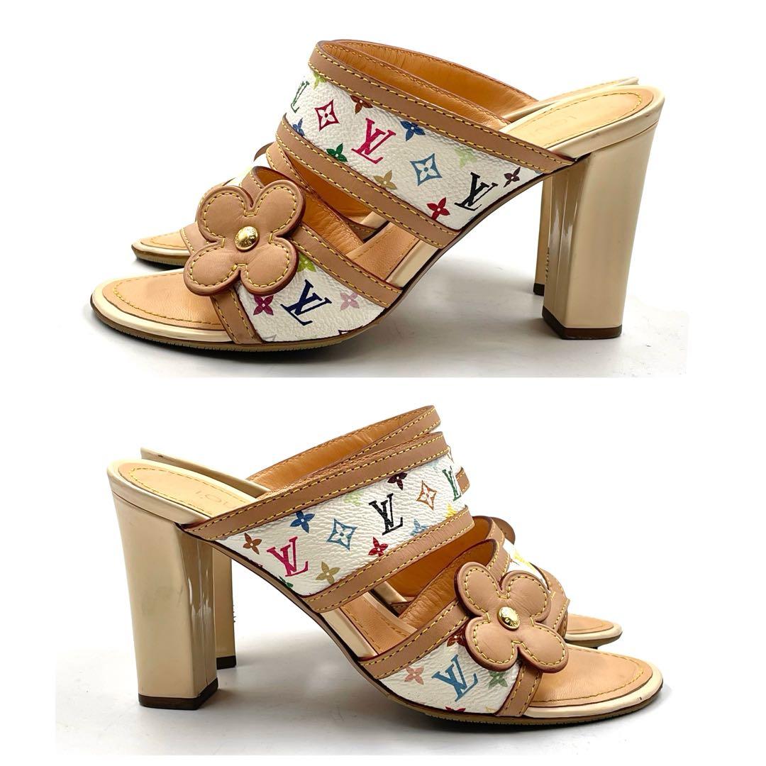 《超美品》ルイヴィトン サンダル パンプス モノグラム マルチカラー35 1/2