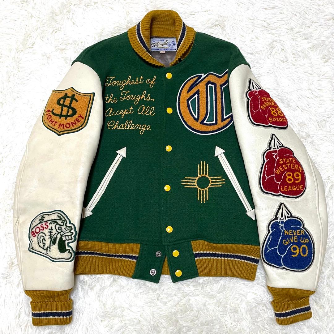 Whitesville スタジャン 38 M相当 袖レザー ボクシングモチーフ Whitesville スタジャン 38 M相当 袖レザー ボクシングモチーフ - メルカリ