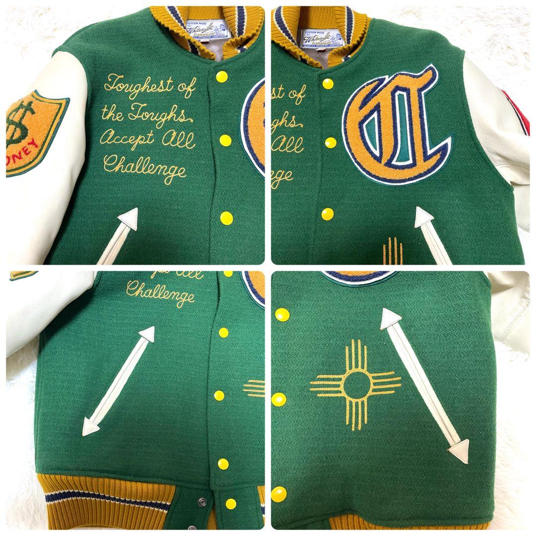 Whitesville スタジャン 38 M相当 袖レザー ボクシングモチーフ - メルカリ