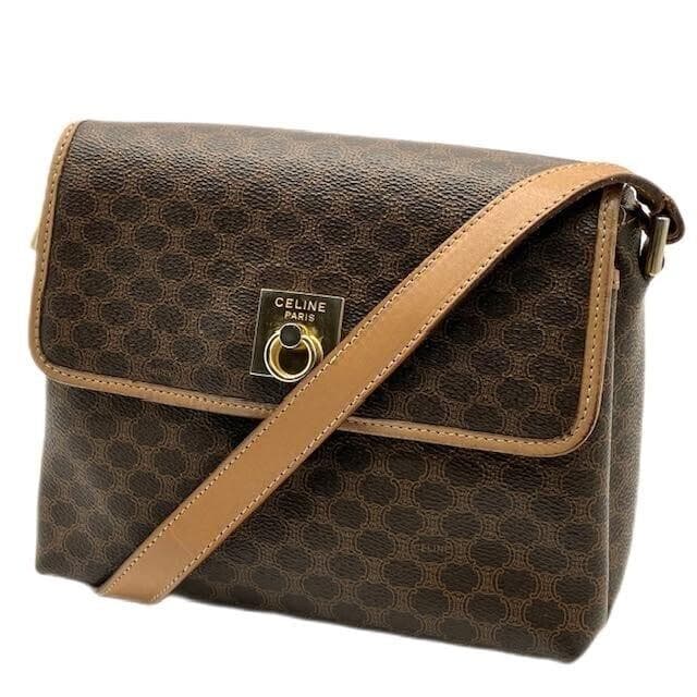 CELINE マカダム柄 ショルダーバッグ ブラウン トリオンフ セリーヌ